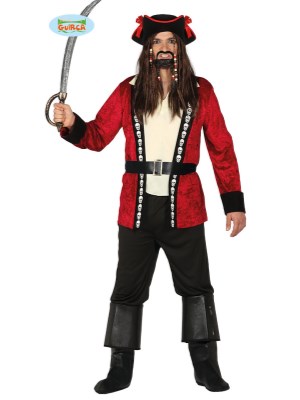 Rød Pirat Kostyme